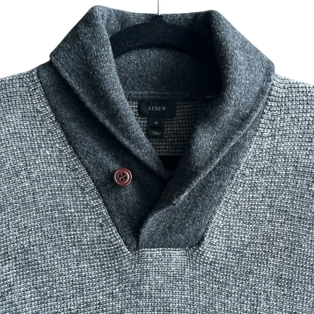 J.Crew Wool Textured Collared Sweater Medium Gray